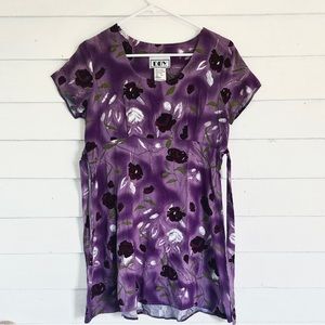 purple botanical dress